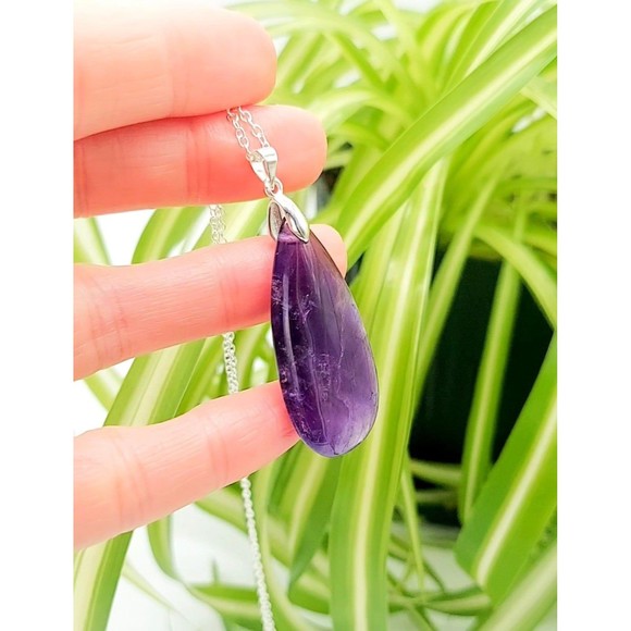 Amethyst Necklace Natural Gemstone Pendant Crystal - Picture 2 of 4
